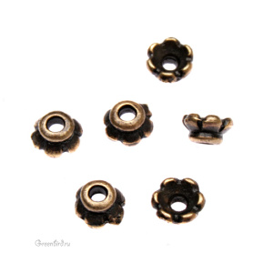 Чашечка "Незабудка", ант. латунь, 1 шт. (#TC-5596) Чашечка "Незабудка", ант. латунь, 1 шт. (#TC-5596)