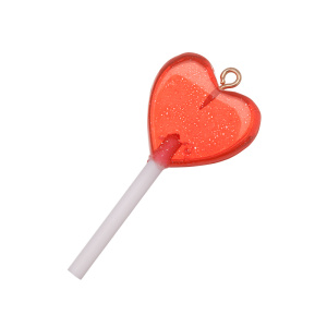 Подвеска "Сердечко-леденец", пластик, красный, 1 шт. (#SV1701-Pendant-192)