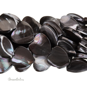 Бусина "Сердце" 14 мм, черно-белый перламутр, 1 шт. (#SVA-PRL-009)