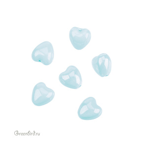 Бусина керамика "Сердце" 12х12,5 мм, бледно-голубой, 1 шт. (#SVA-CRM-02)