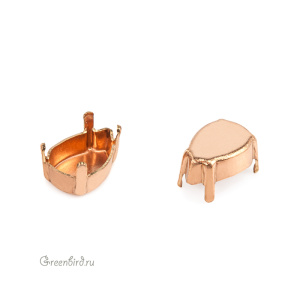 NEW 4320 Оправа без отверстий для Pear Fancy Stone 10х7 мм, томпак