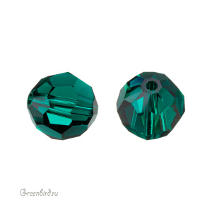 Swarovski 5000 Бусина круглая 10 мм, изумруд (#205), 1 шт.