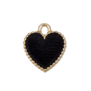 Подвеска "Сердце", бархат, золото, черный, 1 шт. (#CN-PN-153)