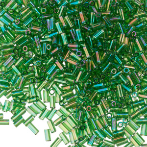 Бисер MIYUKI Bugle 3mm – Green AB (#179), 10 г