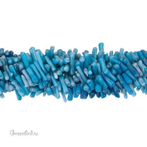 Бусины из коралла, синий, нить (#SV-CORAL-07)