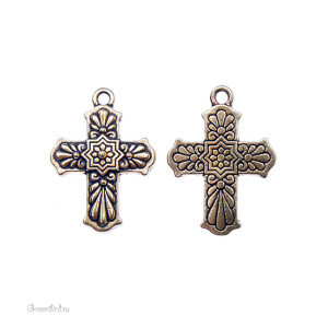 Подвеска "Крест талавера", ант. золото, 1 шт. (#TC-2321)