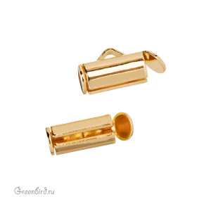 Концевик-трубочка 9 мм, золото, 1 шт. (#SV1701-E03-G)