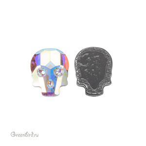 2856 Кристалл горячей фиксации Skull 10x7,5 мм – Crystal AB (#001AB), 1 шт.