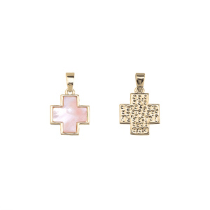 Подвеска "Крест", золото, перламутр, 1 шт. (#SV1701-Pendant-135G)