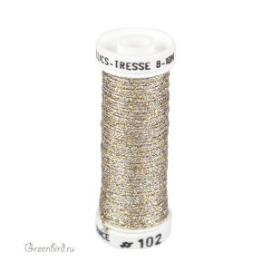 Металлизированная нить Tresse #8 AVAS, меланж золото/серебро, 10 м (#8-102)