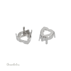 4884 Оправа для ювелирного кристалла Heart Fancy Stone 8,8х8 мм, белая бронза