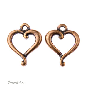 Подвеска "Лебединое сердце", ант. латунь, 1 шт. (#6075-27)