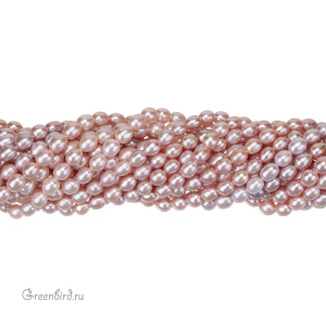 Жемчуг пресноводный "Рис" 6х5 мм, розовый, нить (#2635)