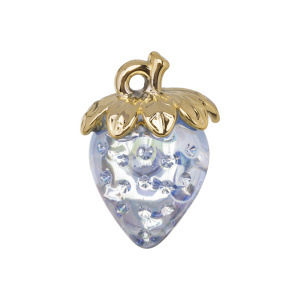 Подвеска "Клубничка", пластик, золото, голубой, 1 шт. (#SV1701-Pendant-195)