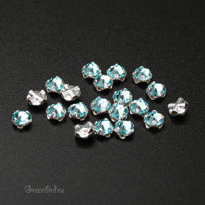 53100 Roses Montees SS12 (3мм) в оправе, серебро – Light Turquoise (#263)
