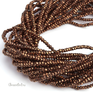 Бусины граненые рондели "Мини", коричневая бронза, нить (#SVAB003-2)