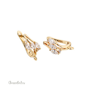 Швензы с английским замком и фианитами, золото, пара (#SV1701-0484)
