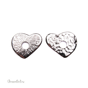 Элемент под заклепку "Сердце", родий (#TC-5797)