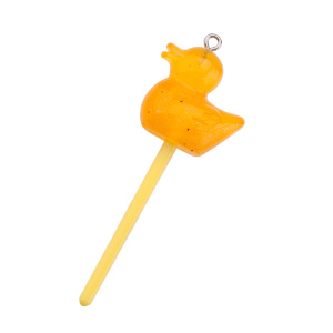 Подвеска "Уточка на палочке", пластик, оранжевый, 1 шт. (#SV1701-Pendant-179)