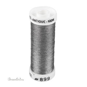 Металлизированная нить AVAS Antique, серебро/черный, 100 м (#899)