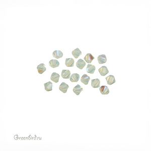 Swarovski 5328 Биконусы 4 мм, хризолит опал с мерцанием (#294SHIM), уп. 20 шт.