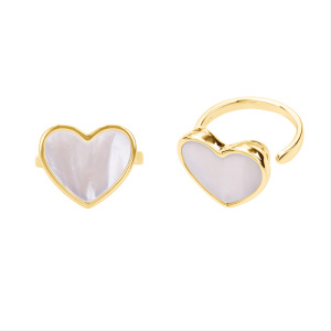 Кольцо разъемное "Сердце", перламутр, золото (#SV1701-RNG-02G)