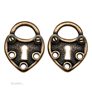 Подвеска-коннектор "Старинный замок", ант. латунь, 1 шт. (#TC-3144)