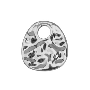 Подвеска "Бублик, мятый металл", родий, 1 шт. (#SV1701-Pendant-109R)