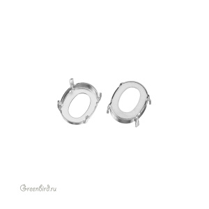4142 Оправа для ювелирного кристалла Flat Oval Fancy Stone 10х8 мм, белая бронза