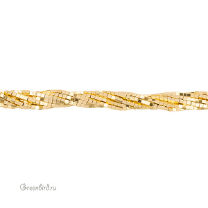 Бусины Геметин 2 мм, кубики, цвет: золото, нить (#SV-HMT-77)