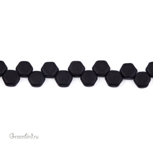 Honeycomb bead 6mm, Jet Matte, 30 шт. (#23980/84110)