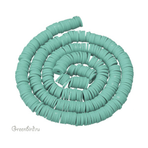 Каучуковые бусины "Диски", бирюзовый, нить (#SVA-RUB-024)