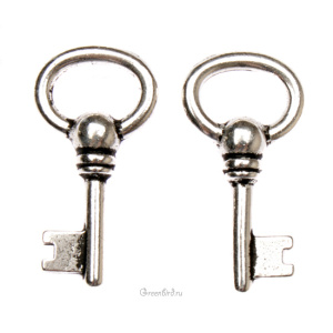 Подвеска "Овальный ключ", ант. серебро, 1 шт. (#TC-2336)