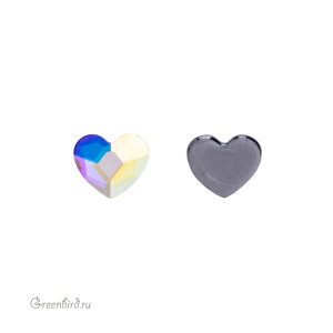 2808 Кристалл горячей фиксации Heart 6 мм – Crystal AB (#001AB), M-Foiled, 1шт.