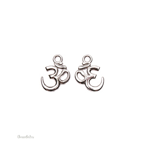 Подвеска "Символ Ом" малая, родий, 1 шт. (#TC-2298)