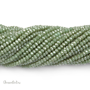 Бусины граненые рондели "Мини", темный нефрит, нить (#SVAB020)