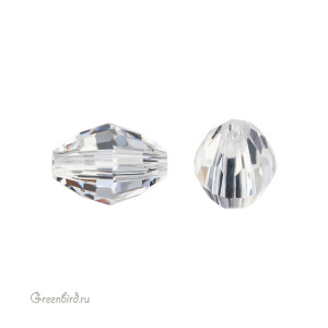 Swarovski 5200 Бусина-бочонок 6х4 мм, прозрачный (#001), 1 шт.