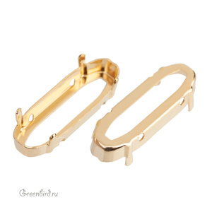 NEW 4161 Оправа для Long Classical Oval 27х9 мм, томпак/золото