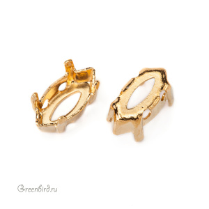 4228 Оправа для Navette Fancy Stone 10х5 мм, томпак/золото