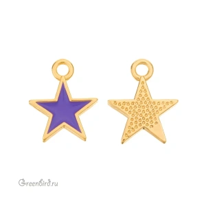 Подвеска с эмалью "Звездочка", золото, фиолетовый, 1 шт. (#SV1701-Pendant-46G)