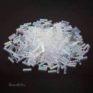 Бисер MIYUKI Bugle 6mm – Crystal AB (#250), 10 г