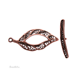 JBB Замок-тоггл "Ажурный лист", ант. медь (J95-00)