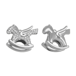 Подвеска "Качалка-Пегас", фианиты, цв. родий, 1 шт. (#SV1701-Pendant-165R)