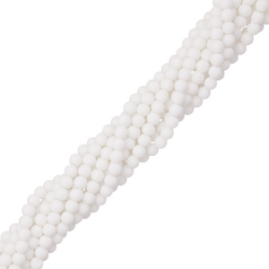 Бусины круглые 6 мм, матовый белый, нить (#SVA-CRM-58)