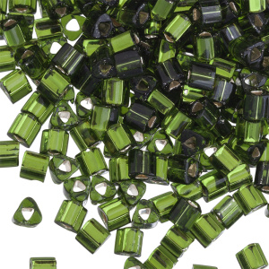 Бисер TOHO Triangle 8/0 внутреннее серебрение, оливин (#37), 10 г