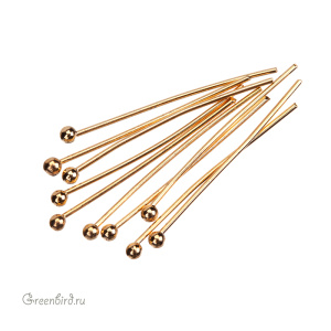 Пины с шариком 20 мм, золото, 10 шт. (#P05G)