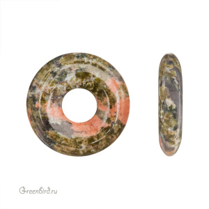 Бусины-бублики "Donut Bead", унакит, 1 шт. (#DNT-01) Бусины-бублики "Donut Bead", унакит, 1 шт. (#DNT-01)