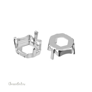 4683 Оправа для Thin Hexagon Fancy Stone 10х11,2 мм, томпак/родий