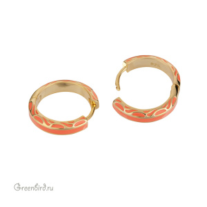 Швензы-кольца "Конго" 20 мм, золото, оранжевая эмаль, пара (#SV1701-3032)