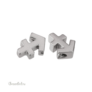 Бусина фигурная "Зодиак - Стрелец", матовый родий, 1 шт. (9JJ282), Корея